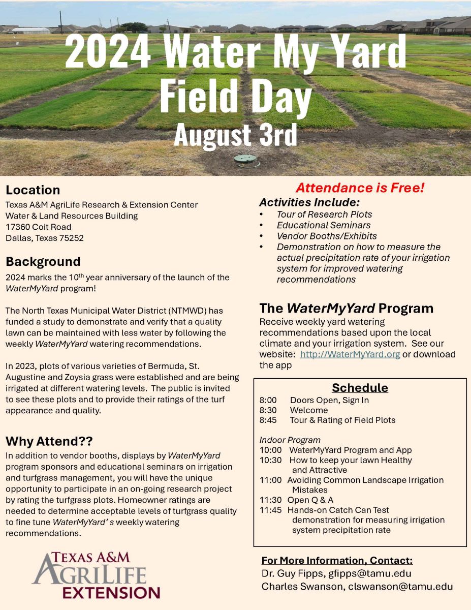 Flyer for the WaterMyYard Field Day Event